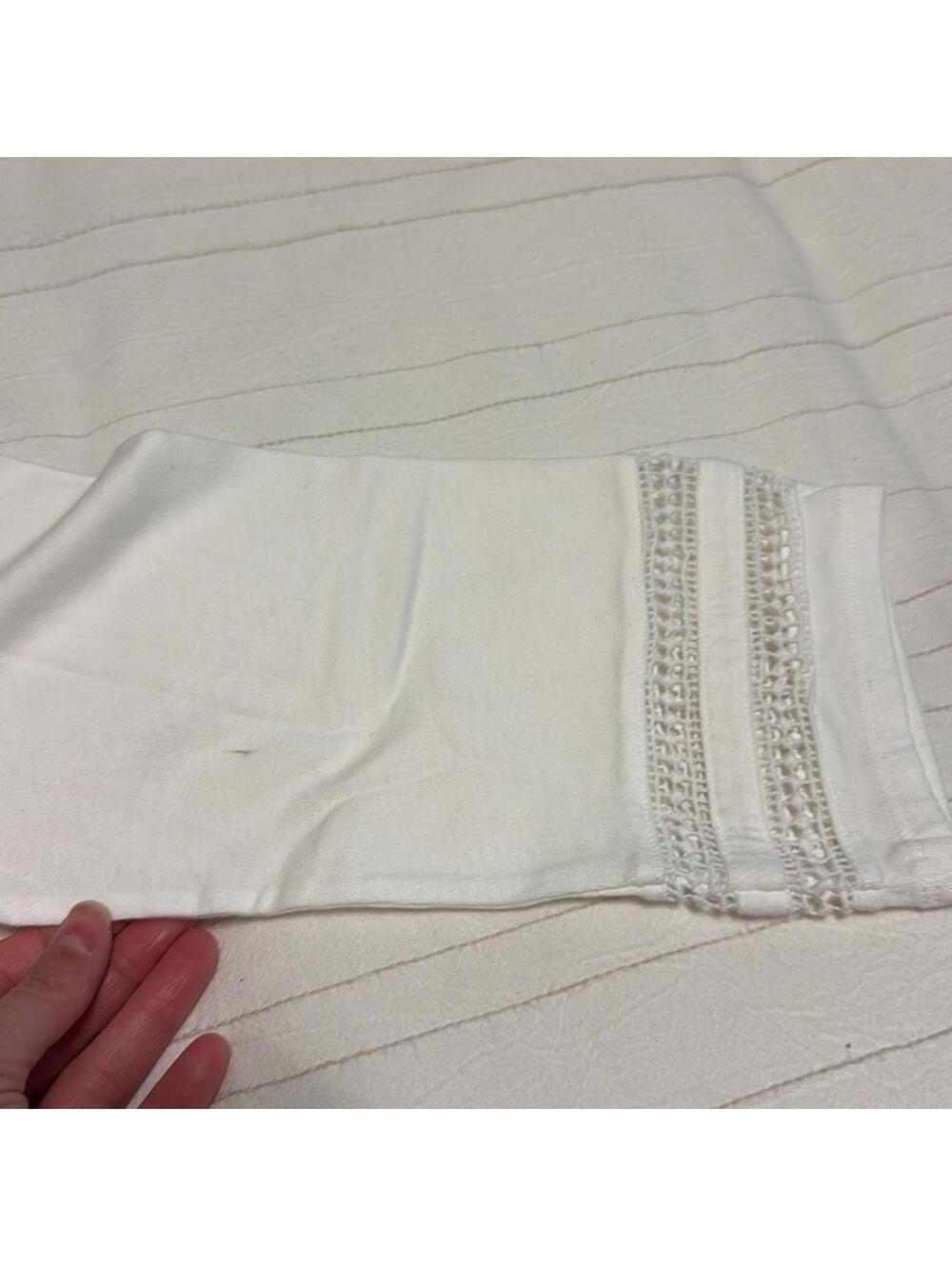 Karen Scott White Striped 3/4 Sleeve Blouse Women's S - Picture 5 of 7